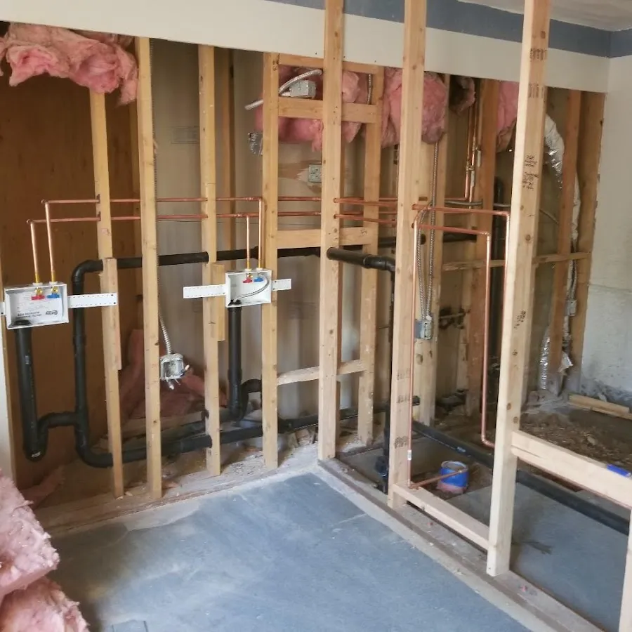 Copper pipe rough-in and plumbing installation in Wheeling